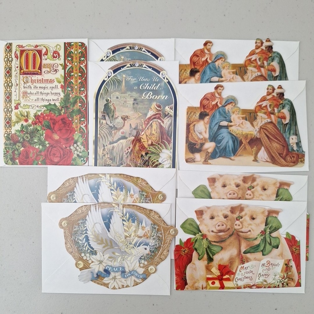 9 Set Vintage Kirshner Decorative Arts Collection Christmas Greeting Cards Blank